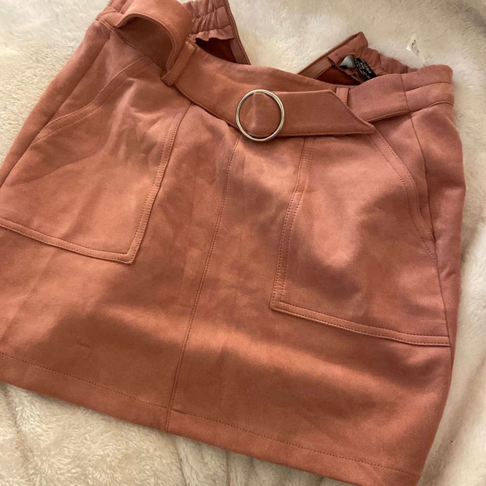 Bershka pink suede skirt